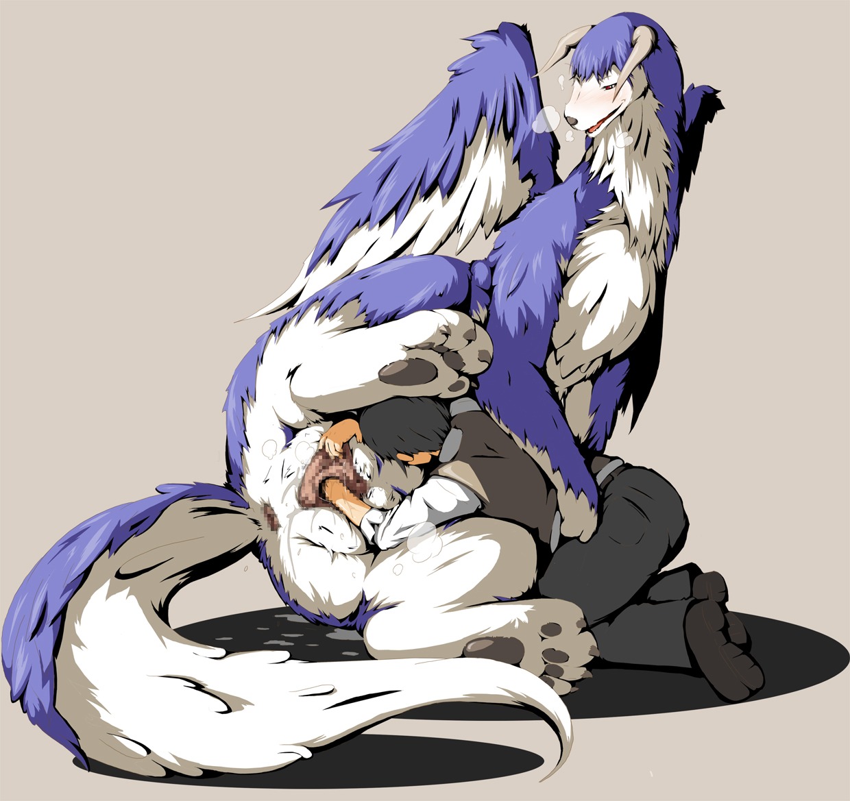 4_toes anus bestiality blush censored clothed clothing dragon dragon_(monster_rancher) duo e621 feathered_wings feathers feet female female_on_human feral fisting fur furred_dragon furred_scalie genitals horn hound_dragon_(monster_rancher) human human_on_feral interspecies larger_female larger_feral lost_my_keys male male/female male_on_feral mammal monster_rancher mythological_creature mythological_scalie mythology pawpads paws penetration scalie sex shiyusu simple_background size_difference smaller_human smaller_male spread_legs spread_vulva spreading tail tecmo toes vulva wide_hips wings