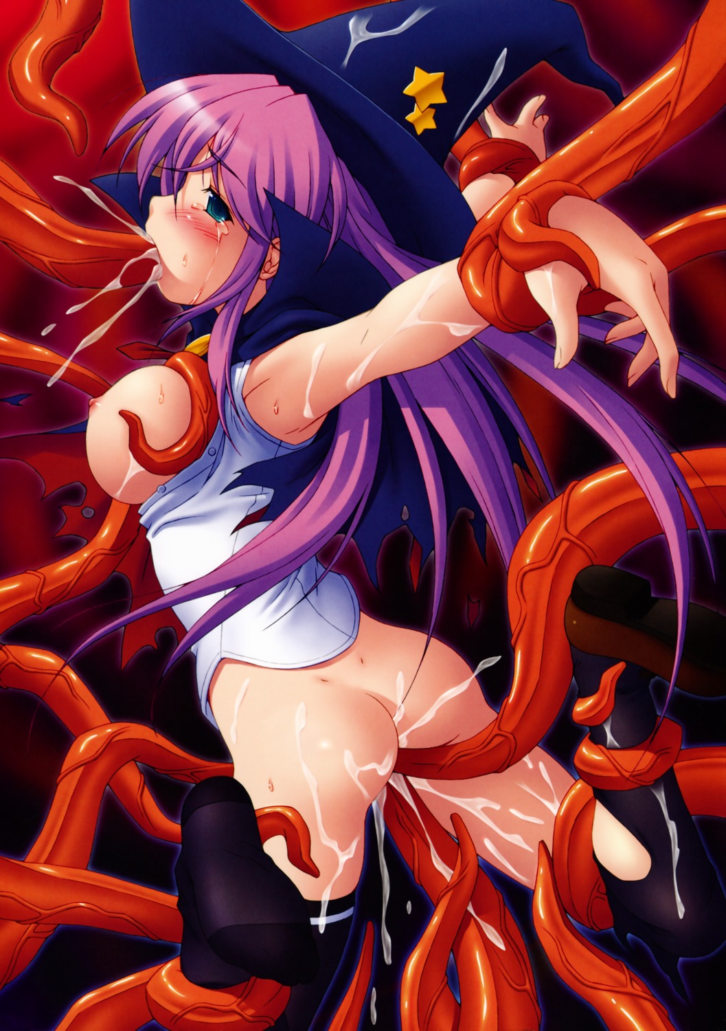 extreme_content female kazuma_muramasa nipples no_bra nopan open_clothes open_shirt oppai rape rule34 shirt tentacle