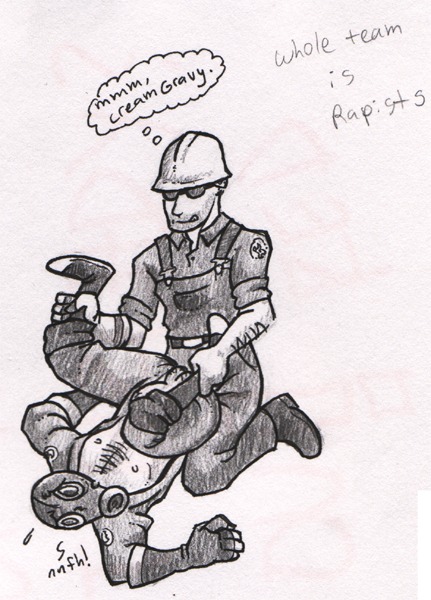 2boys 2d anal_penetration anal_rape anal_sex balls bundog engineer_(team_fortress_2) erection exposed_nipples facial_hair flying_sweatdrops gasmask gay glove goggles hairy_balls hard_hat head_down_ass_up holding_legs human human_male human_only legs_held_open licking_lips male male_only open_clothes overalls penis penis_out pyro_(team_fortress_2) rape_mention raped_male rule34 team_fortress_2 thought_bubble yaoi
