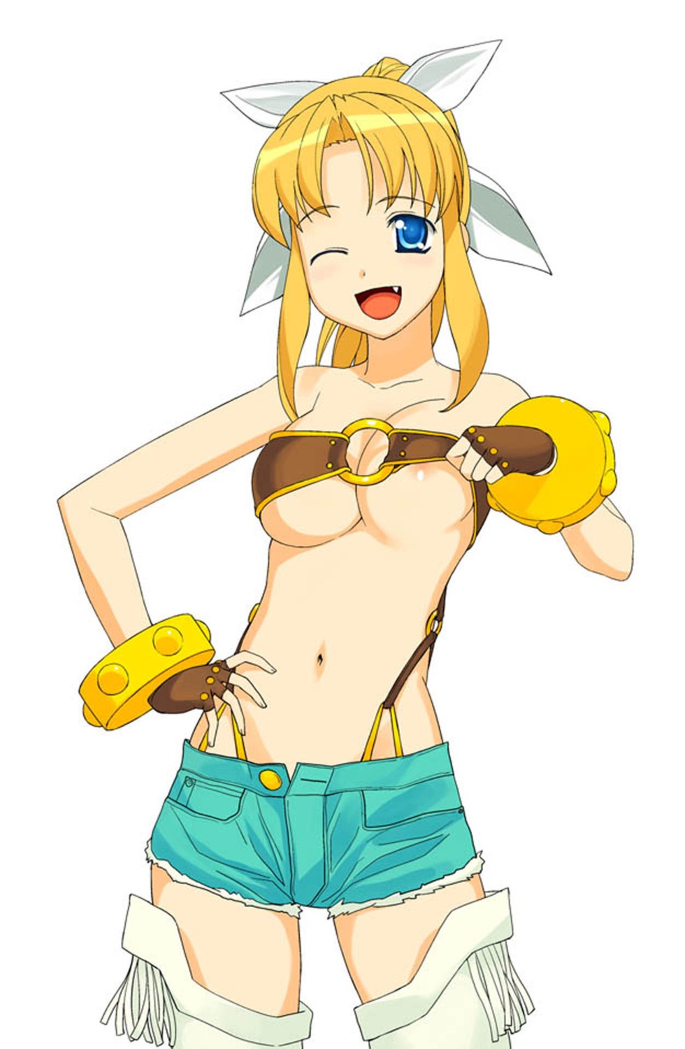 bandeau breasts clothing cosplay female liru liru_(cosplay) medium_breasts miyauchi_lemmy renkin_san-kyuu_magical_pokaan rule34 stockings tagme to_heart to_heart_(series)