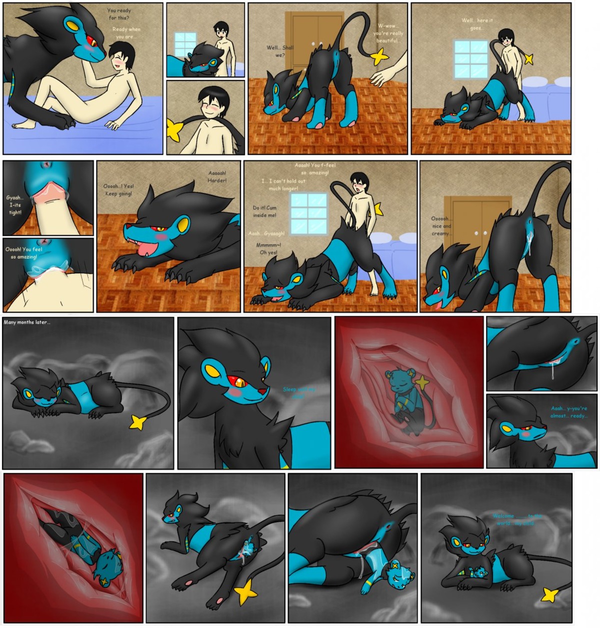 2013 ambiguous_gender anus belly bestiality bestiality_impregnation big_belly birth blush bodily_fluids butt comic cum cum_in_vagina cum_inside duo_focus e621 english_text erection eyes_closed fan_character felid female feral feral_penetrated generation_4_pokemon genital_fluids genitals good_parenting group hi_res human human_on_feral human_penetrating human_penetrating_feral impregnation internal interspecies interspecies_impregnation john_(swack16) larger_feral larger_penetrated larger_sub livinlovindude looking_back luxray lying male mammal mother_(lore) nintendo nude on_front open_mouth parent_(lore) parenting penetration penis pokemon pokemon_(species) pokephilia pregnant presenting presenting_hindquarters rebirth sex shinx size_difference smile submissive teeth text third-party_edit tongue tongue_out uterus vaginal vaginal_fluids vaginal_fluids_on_penis vaginal_penetration vulva young young_ambiguous young_feral
