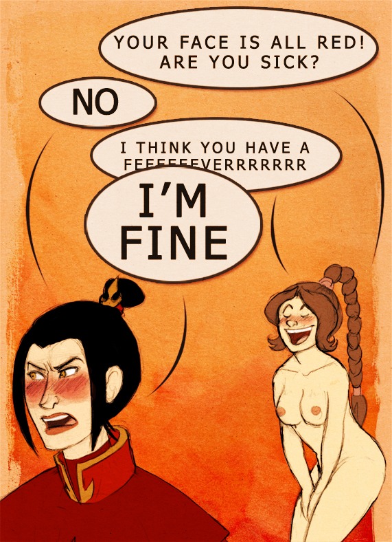 2girls avatar_the_last_airbender azula black_hair blush breasts clothed clothed_female_nude_female clothing embarrassed english_text female female_only fire_nation human multiple_females multiple_girls nickelodeon nude rule34 skybison small_breasts smooth_skin speech_bubble teasing text ty_lee yuri
