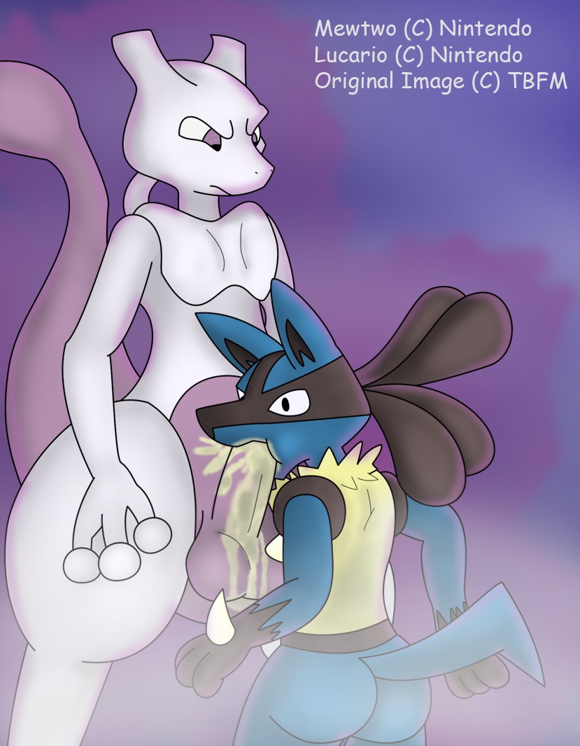 anthro feral furry legendary_pokemon lucario male mewtwo multiple_males no_humans pokemon pokemon_(species) rule34 tail tfbm yaoi