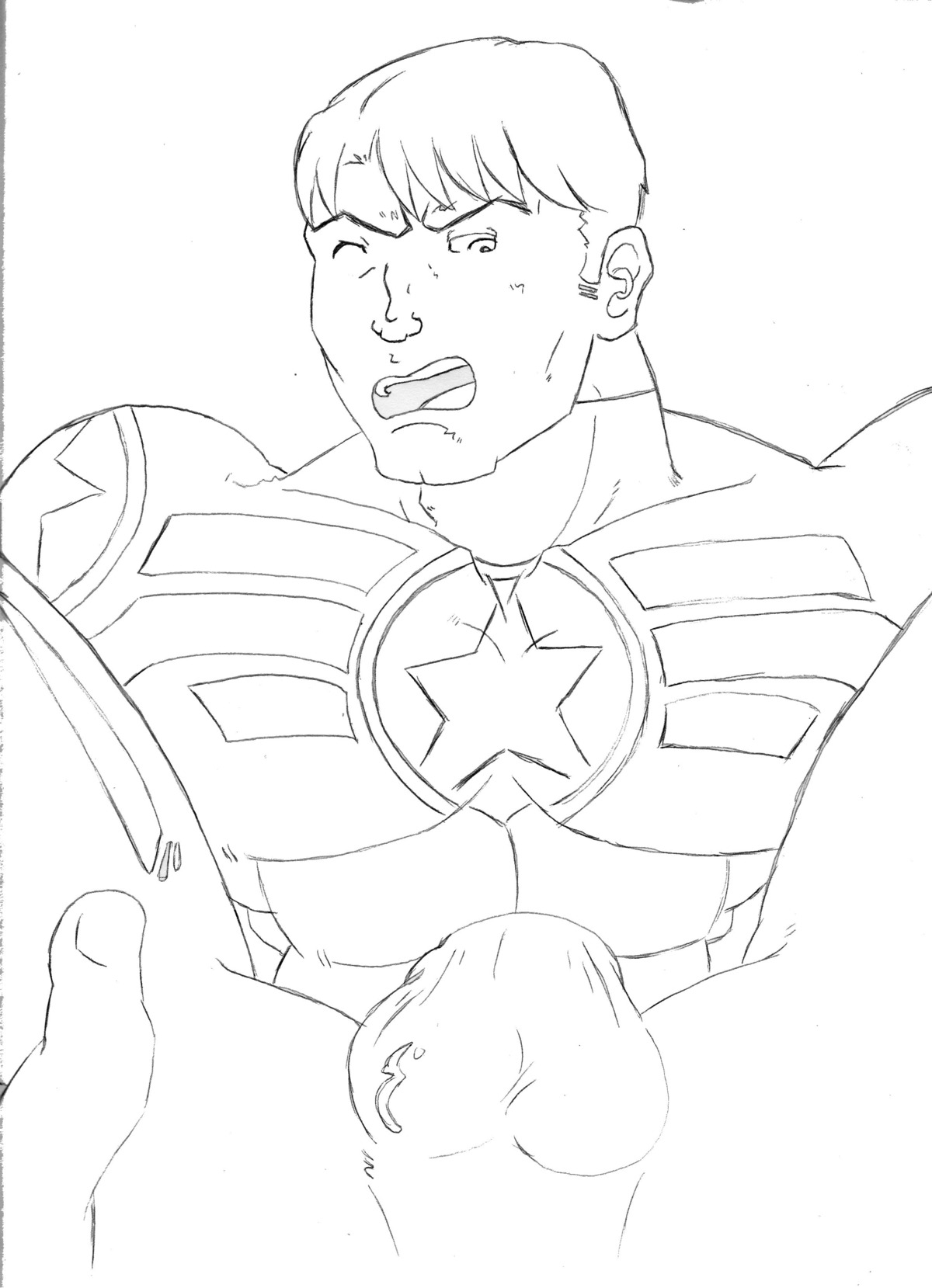 abs balls captain_america captain_america_(series) flaccid horrorbaraz male male_only marvel marvel_comics monochrome muscles open_mouth pecs penis rule34 serratus_anterior steve_rogers tagme testicles uncensored yaoi