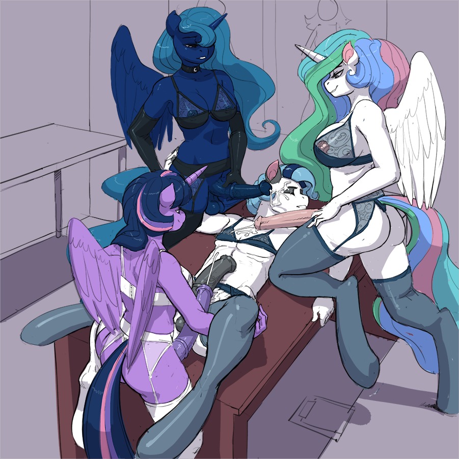 1:1 2014 animal_genitalia animal_penis anthro anthrofied armwear balls blue_body blue_fur blue_hair bodily_fluids bra clothing cum cum_on_face digital_media_(artwork) e621 elbow_gloves equid equine equine_genitalia equine_penis erection eyes_closed fan_character feathered_wings feathers friendship_is_magic fur furniture genital_fluids genitals gloves group gynomorph gynomorph/male hair half-closed_eyes handwear hasbro horn inside intersex intersex/male kevinsano legwear lingerie long_hair lying male mammal multicolored_hair my_little_pony mythological_creature mythological_equine mythology narrowed_eyes on_back penis princess_celestia_(mlp) princess_luna_(mlp) purple_body purple_fur purple_hair restrained sex stockings submissive submissive_male table twilight_sparkle_(mlp) two_tone_hair underwear vein white_body white_fur winged_unicorn wings