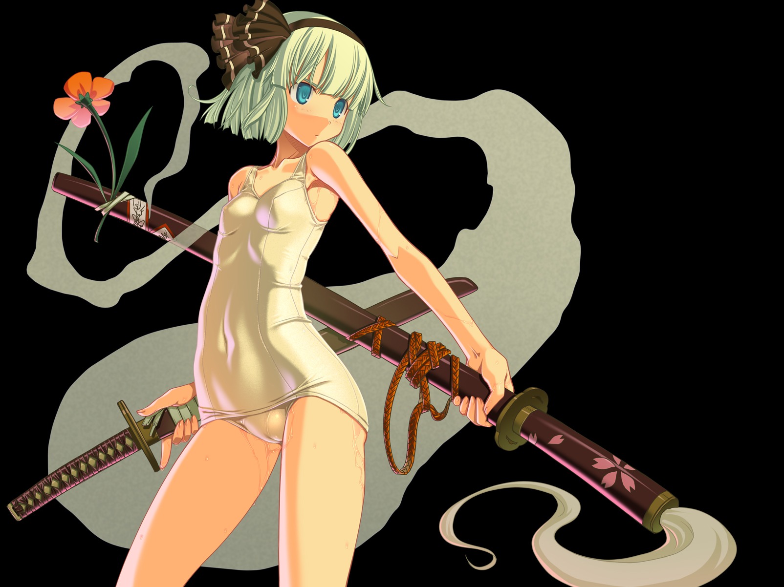 blue_eyes cameltoe female flower ghost high_res highres hitodama katana mizugi myon one-piece_swimsuit pussy ribbon rule34 sakuya_tsuitachi school_swimsuit sheath sheathed short_hair silver_hair solo sukumizu swimsuit sword touhou tsuitachi_sakuya wallpaper weapon wet white_school_swimsuit youmu_konpaku youmu_konpaku_(ghost)