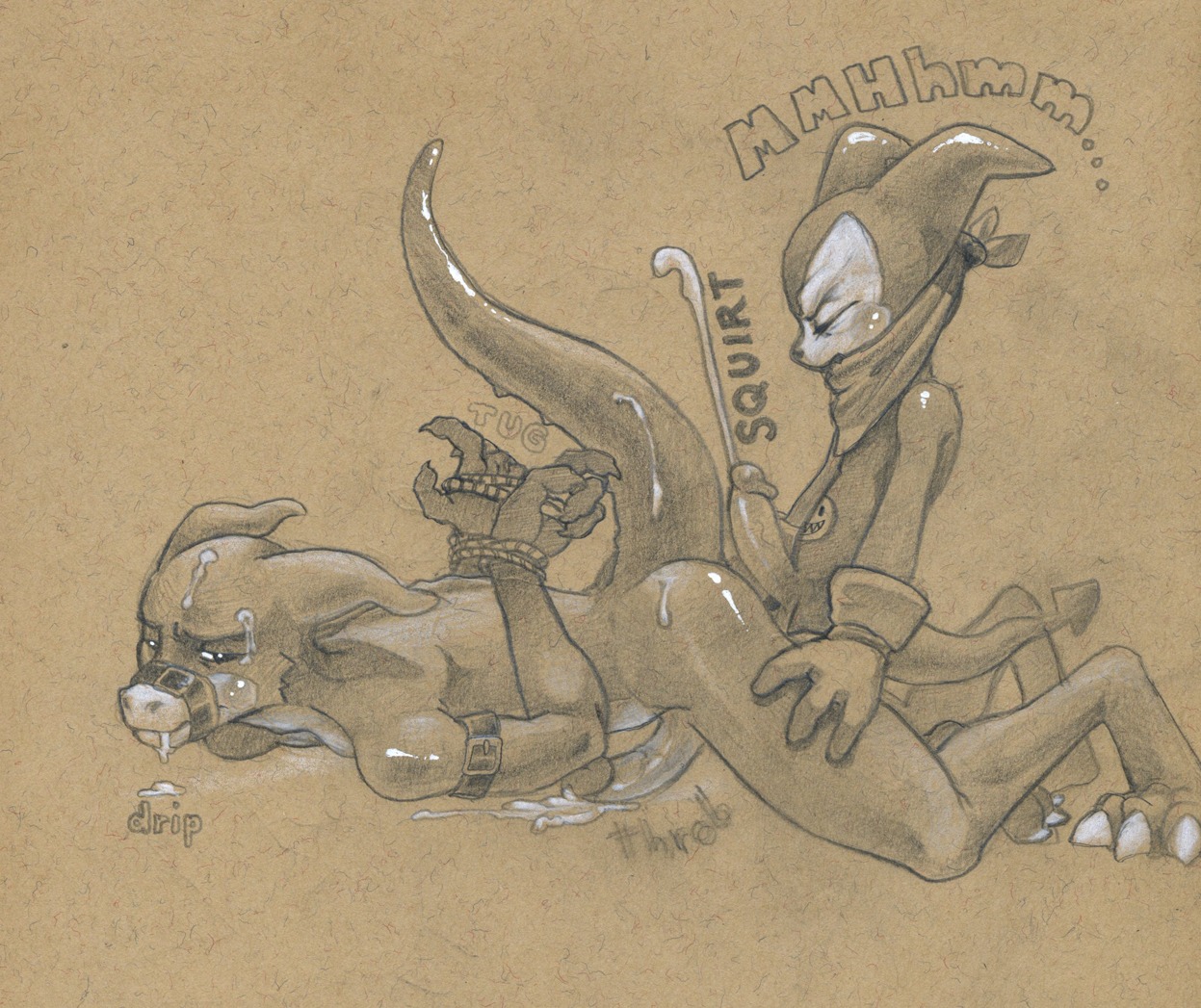 3_toes after_rape after_sex anthro anthro_on_anthro bandai_namco bdsm biped bodily_fluids bondage bound brown_background brown_body brown_clothing brown_kerchief brown_neckerchief brown_tail claws clothed clothed/nude clothed_male clothing cum cum_on_face cum_on_tail cumshot digimon digimon_(species) dominant dominant_male duo e621 ejaculation english_text erection feet flamedramon forced gag gagged genital_fluids genitals gloves graphite_(artwork) hands_behind_back hands_tied handwear humanoid humanoid_genitalia humanoid_penis impmon kerchief larger_sub leather leather_strap lying male male/male mostly_nude multicolored_body neckerchief neckwear nude on_front onomatopoeia orgasm penis raised_tail restraints rope rope_bondage scalie side_view simple_background size_difference sound_effects straps submissive submissive_male tail text toes traditional_media_(artwork) tush_(artist) two_tone_body white_body white_claws