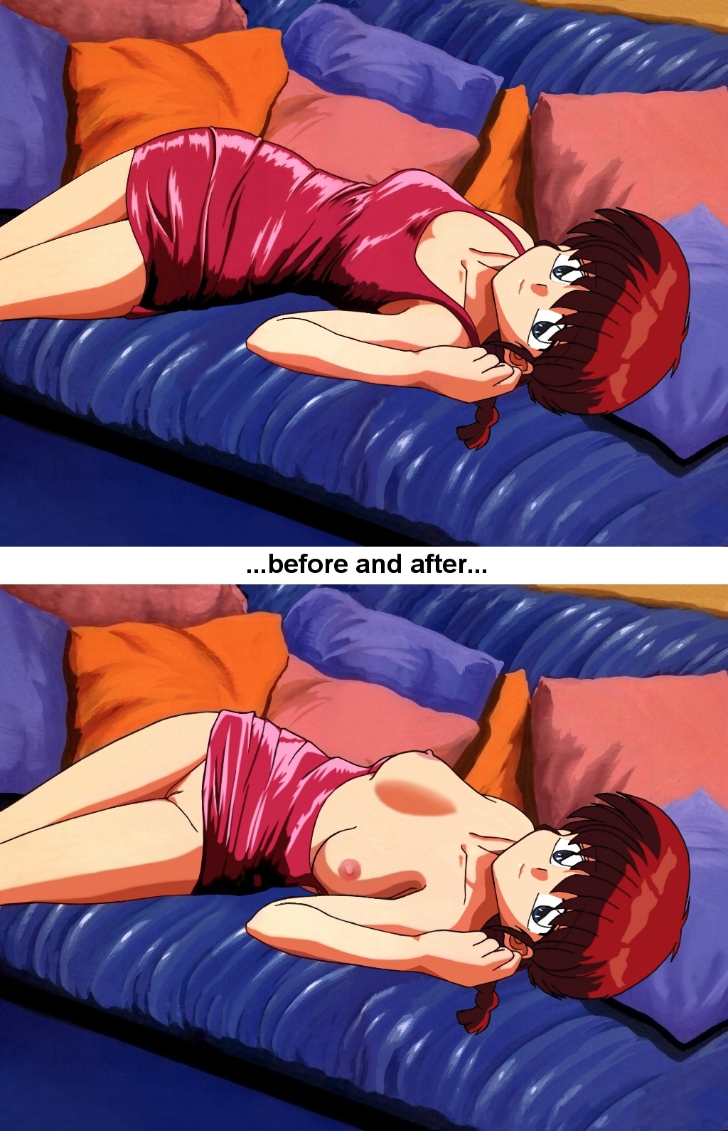 artist_request breasts clothing dress female female_only human presenting pussy ranma-chan ranma_1/2 ranma_saotome rule34 small_breasts solo solo_focus tagme