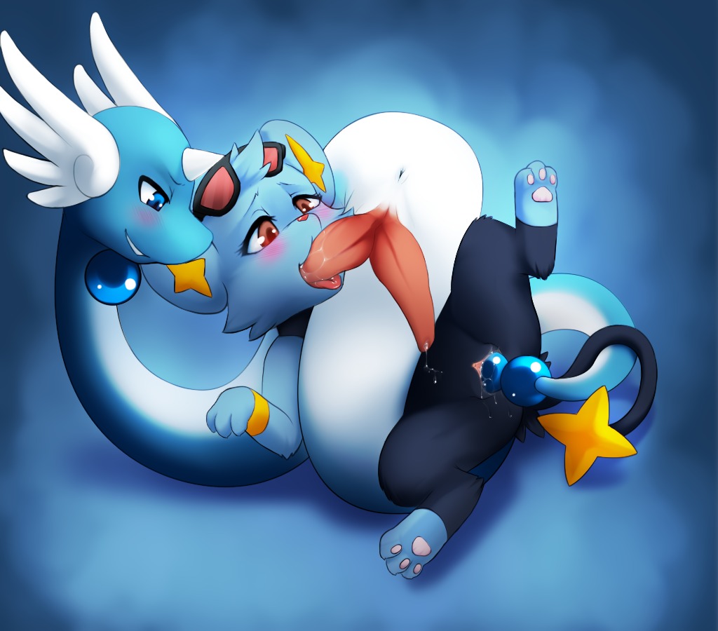 2_penises after_transformation animal_genitalia animal_penis anus blue_body blue_skin blush bodily_fluids coiling darkmirage dragonair duo e621 erection feathered_wings feathers feet felid fellatio female female_penetrated feral feral_on_feral generation_1_pokemon generation_4_pokemon genital_fluids genital_slit genitals head_wings hemipenes hindpaw interspecies jaki-kun_(character) lying male male/female male_penetrating male_penetrating_female mammal multi_genitalia multi_penis nintendo nude on_back oral oral_penetration pawpads paws penetration penile penis pokemon pokemon_(species) precum serpentine sex shinx tail tail_fetish tail_play tail_sex tapering_penis unusual_wing_placement vaginal vaginal_penetration vulva wings