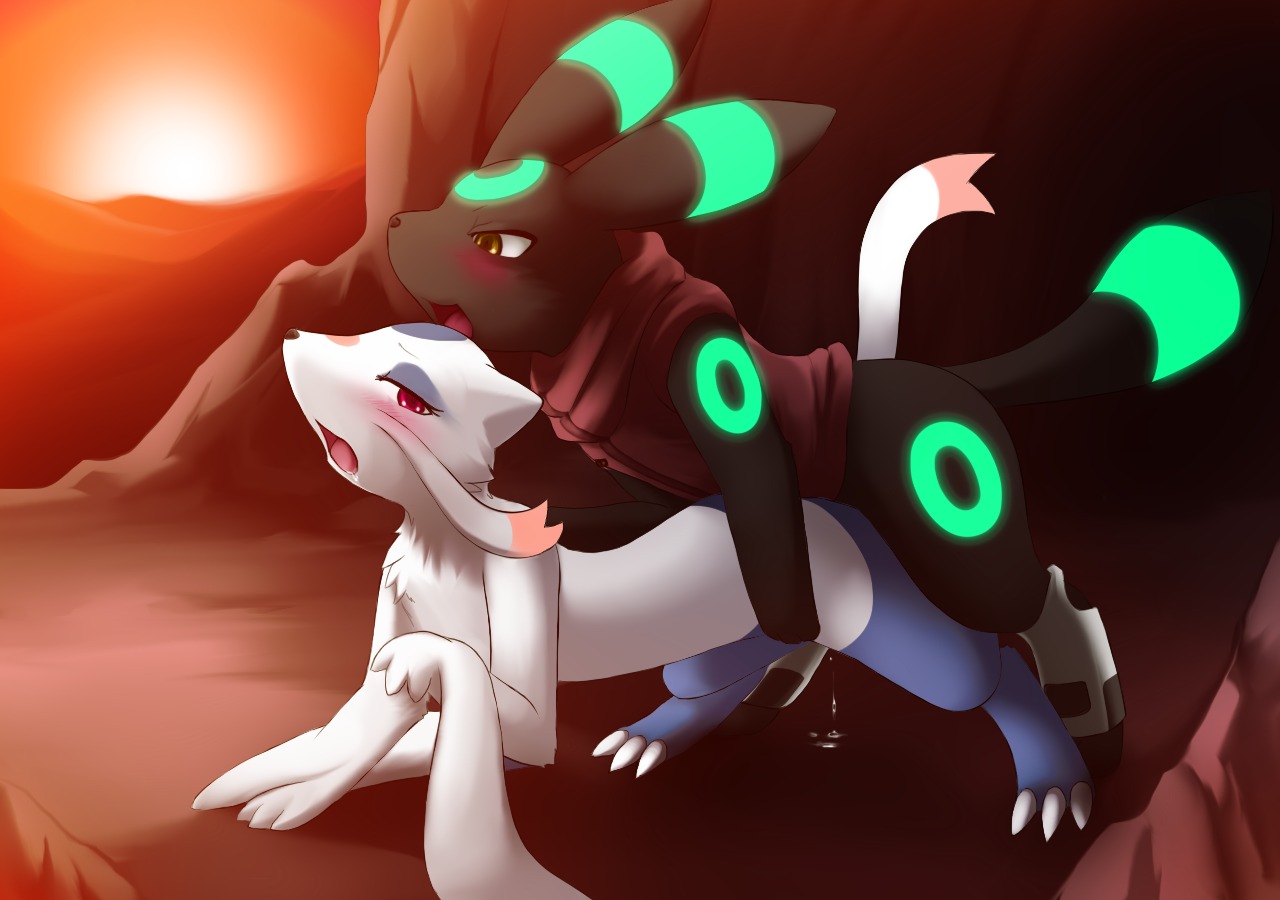alternate_color bioluminescence black_body black_fur blush bodily_fluids brown_eyes cave cliff clothed clothing cum cum_inside darkmirage detailed_background duo e621 eeveelution female female_penetrated feral feral_on_feral from_behind_position fur generation_2_pokemon generation_5_pokemon genital_fluids glowing glowing_markings green_markings interspecies looking_back male male/female male_penetrating male_penetrating_female markings mating_grip mienshao nintendo open_mouth outside partially_clothed penetration pokemon pokemon_(species) raised_tail red_eyes scenic_view sex side_view sunset tail umbreon white_body white_fur
