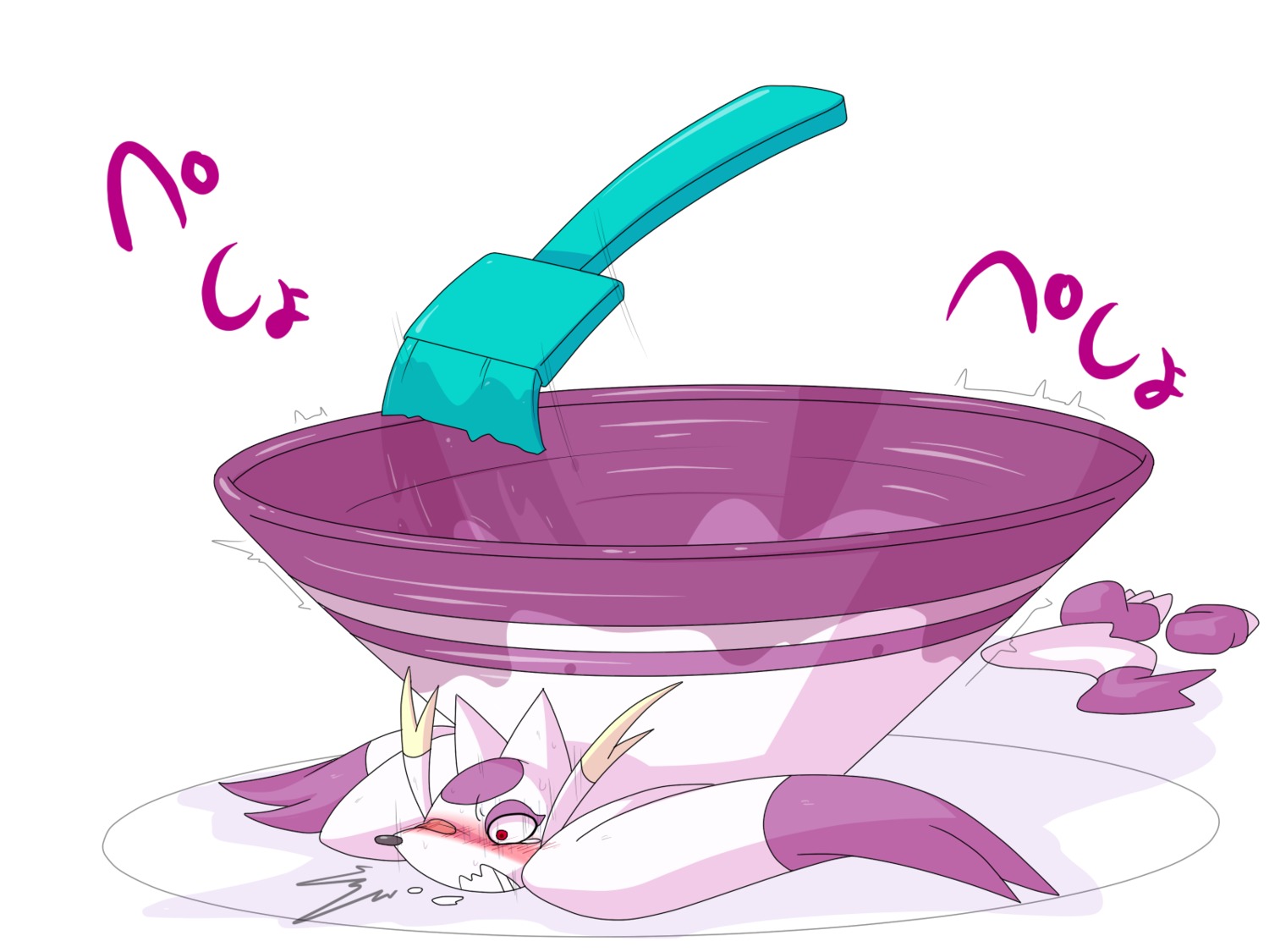 4:3 ambiguous_gender anal anal_penetration black_nose blush bodily_fluids bowl brush clothing container dismemberment dlrowdog drooling e621 generation_5_pokemon gloves gloves_(marking) handwear hi_res japanese_text macro malleable_body markings micro mienshao nintendo objectification pain penetration pokemon pokemon_(species) red_eyes saliva simple_background solo stretched_anus text translation_request wavy_mouth white_background