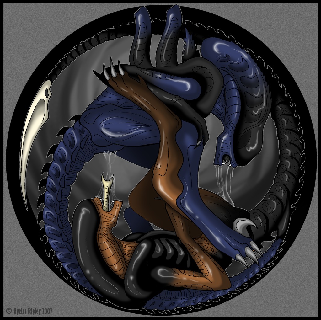 2d 2girls alien alien_(franchise) female female_only female_xenomorph inner_mouth rule34 tagme xenomorph xenomorph_tail yuri