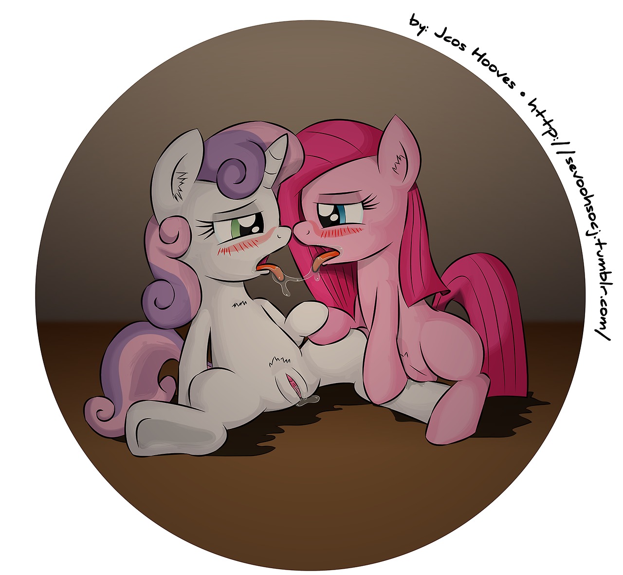 2014 blue_eyes blush bodily_fluids colored conditional_dnp duo e621 earth_pony equid equine female female/female feral friendship_is_magic fur genital_fluids genitals green_eyes hair half-closed_eyes hasbro horn horse jcosneverexisted mammal my_little_pony mythological_creature mythological_equine mythology narrowed_eyes open_mouth pink_body pink_fur pink_hair pinkamena_(mlp) pinkie_pie_(mlp) pony saliva sitting spread_legs spreading sweetie_belle_(mlp) tongue unicorn vaginal_fluids vulva white_body white_fur young young_feral