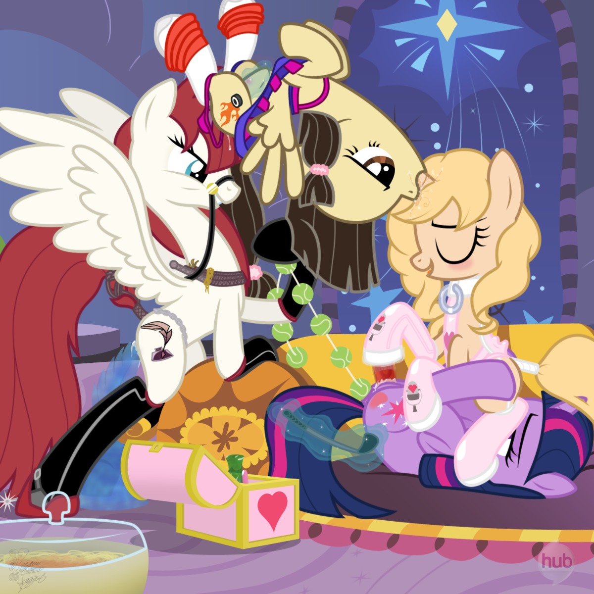 1:1 abdominal_bulge anal_beads blush e621 equid equine facelessjr feathered_wings feathers female female/female feral feral_on_feral foursome friendship_is_magic fur group group_sex hair hasbro hi_res horn lauren_faust lauren_faust_(character) mammal multicolored_hair my_little_pony mythological_creature mythological_equine mythology on_model purple_body purple_fur purple_hair sex sex_toy tara_strong twilight_sparkle_(mlp) two_tone_hair unicorn white_body white_feathers wild_fire_(mlp) wings