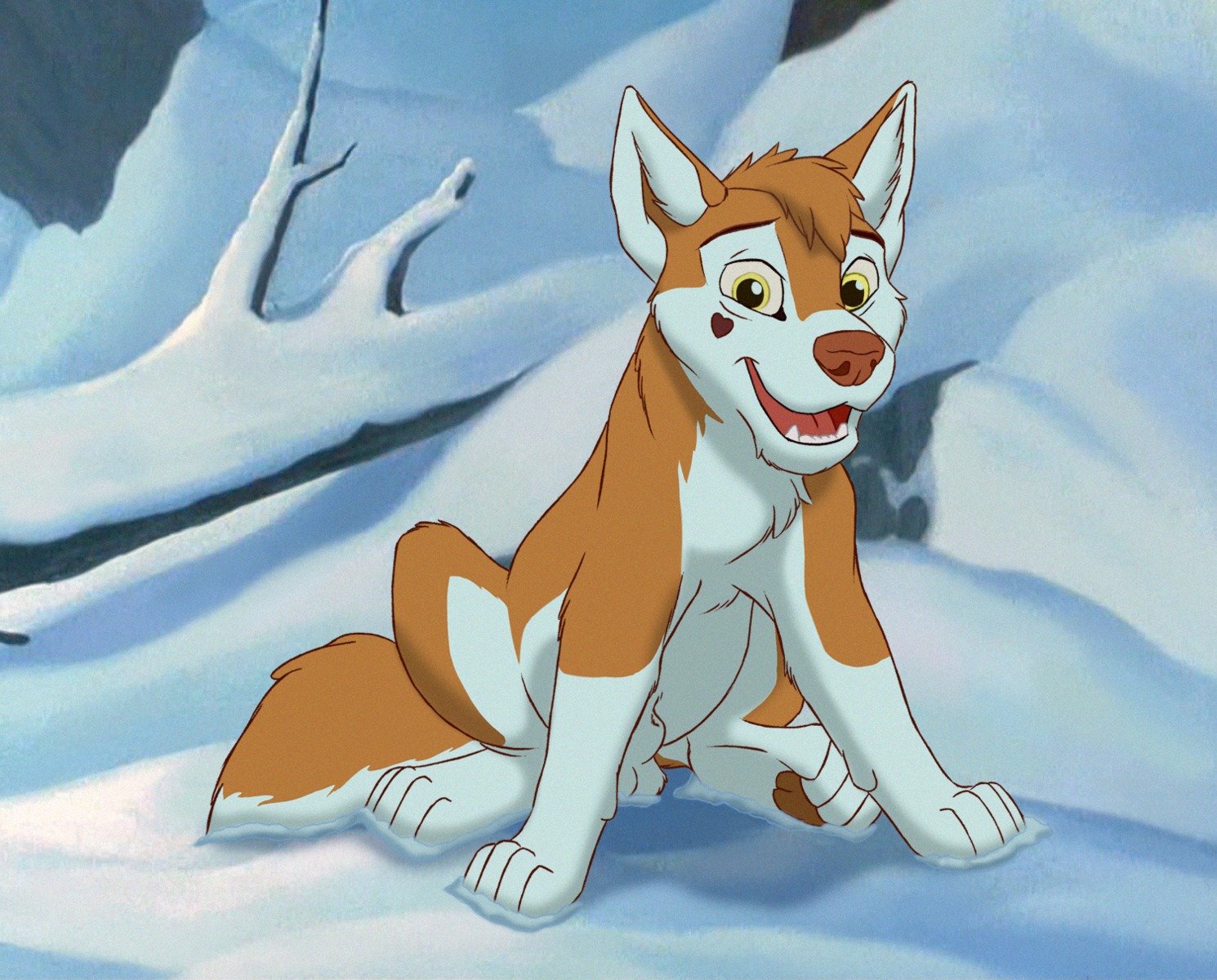 animal_genitalia anonymous_artist balls canid canine canis digital_media_(artwork) domestic_dog e621 feral fully_sheathed genitals heart_symbol hi_res husky male mammal nordic_sled_dog outside quadruped sheath snow solo spitz tail young young_feral young_male