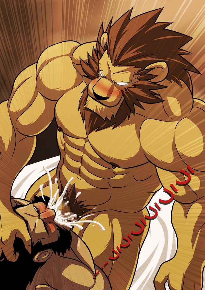 abs anthro ape barazoku blush bodily_fluids censored chimera comic cum cum_in_mouth cum_inside cumshot darius_(fullmetal_alchemist) duo e621 ejaculation erection felid fellatio fullmetal_alchemist genital_fluids genitals gorilla haplorhine heinkel_(fullmetal_alchemist) human hybrid interspecies lion male male/male male_penetrated male_penetrating male_penetrating_male mammal mane mosaic_censorship muscular oral oral_penetration orgasm pantherine pecs penetration penile penis primate sex text translated zelo_lee
