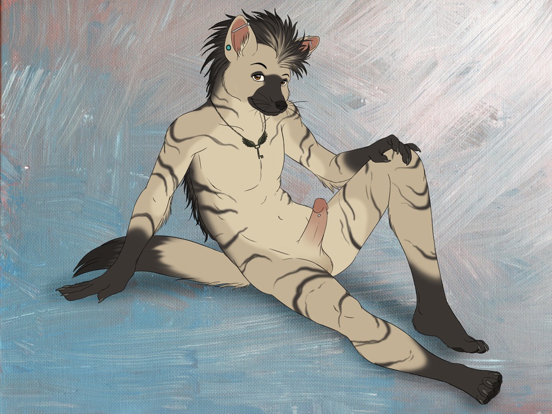 1boy 2012 aardwolf balls ear_piercing male male_only necklace nude penis piercing redpander rule34 solo
