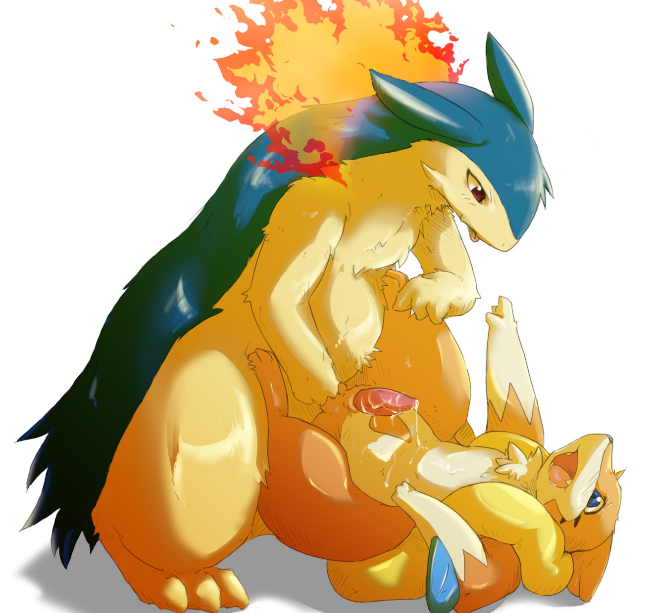 2010 3_toes anal anal_penetration balls blue_eyes bodily_fluids cum cum_string duo e621 erection feet feral fire floatzel generation_2_pokemon generation_4_pokemon genital_fluids genitals hi_res male male/male male_penetrated male_penetrating male_penetrating_male nintendo nude penetration penile penile_penetration penis pokemon pokemon_(species) red_eyes sex toes typhlosion urekemo