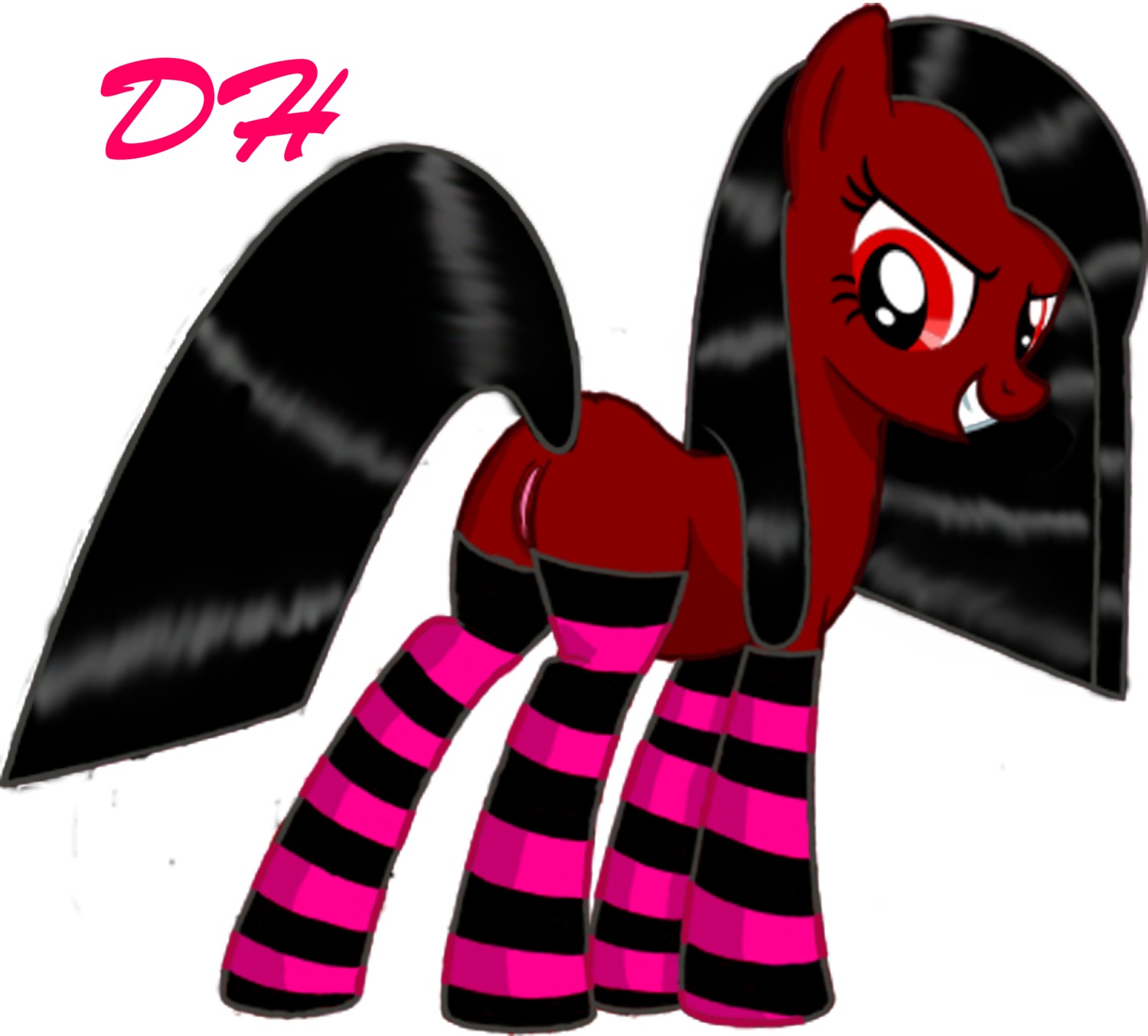 absurd_res butt clothing diamond_heart e621 earth_pony equid equine female footwear fur genitals hasbro hi_res horse legwear looking_at_viewer mammal my_little_pony pony quadruped red_body red_eyes red_fur simple_background smile socks solo tail unknown_artist vulva white_background