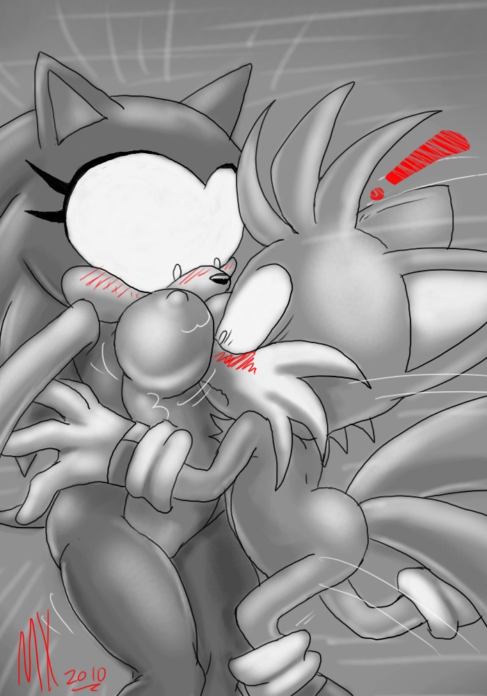 2010 anthro blush breasts color female fox fur furry furry_ears furry_tail hedgehog interspecies male monkeyxflash multi_tail nude pointy_ears rule34 rule_63 selective_color sonic_(series) sonic_the_hedgehog sonic_the_hedgehog_(series) standing tail tails tails_the_fox video_games