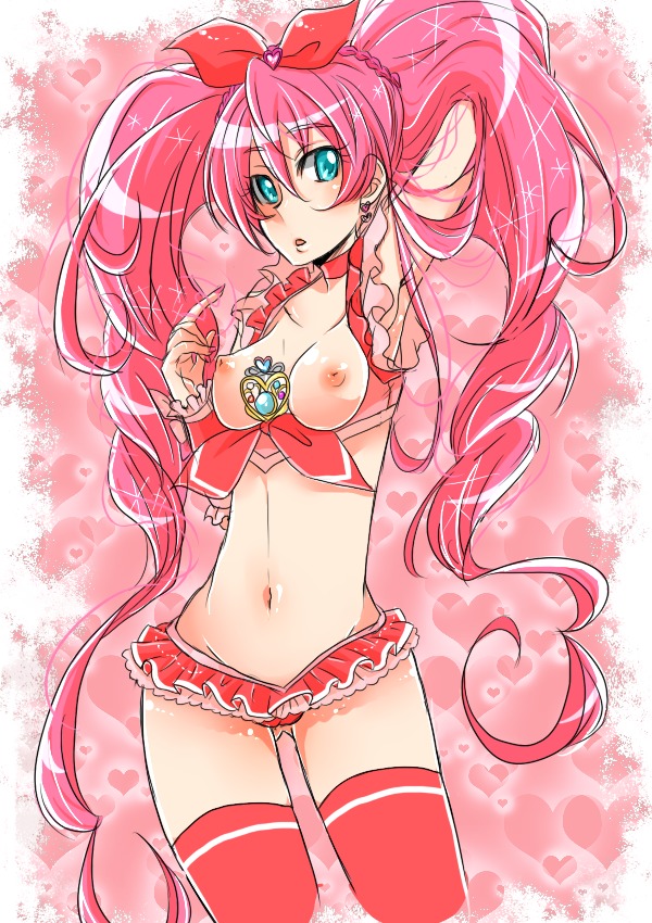 big_breasts blush breasts clothing cure_melody female houjou_hibiki large_breasts magical_girl nipples precure pretty_cure rule34 small_breasts stockings suite_precure yawaragi