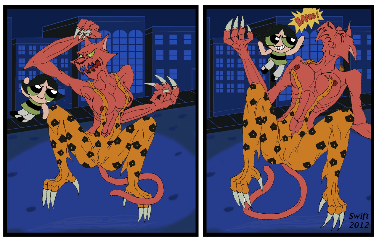 buttercup_(powerpuff_girls) cat_monster female nightmare powerpuff_girls rule34 swift_(artist)