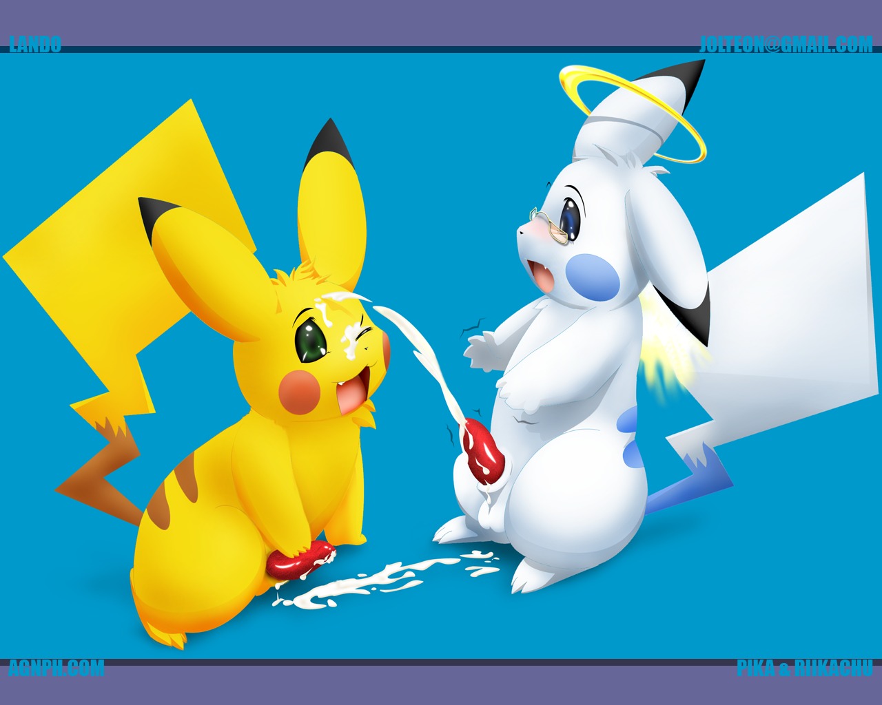 color cum eyewear feral fur glasses lando male male_only multiple_males nintendo nude penis pikachu pokemon rule34 side_view tagme wink yaoi