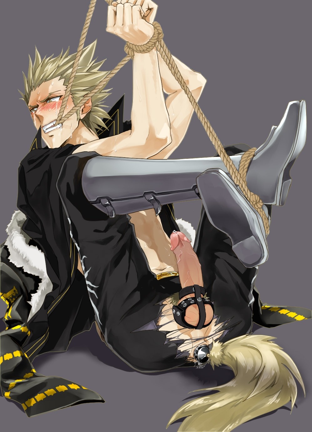 anal_insertion bondage bound_ankles bound_penis bound_wrists gyakuten_saiban male male_only malesub penis rule34 shi-long_lang solo tagme