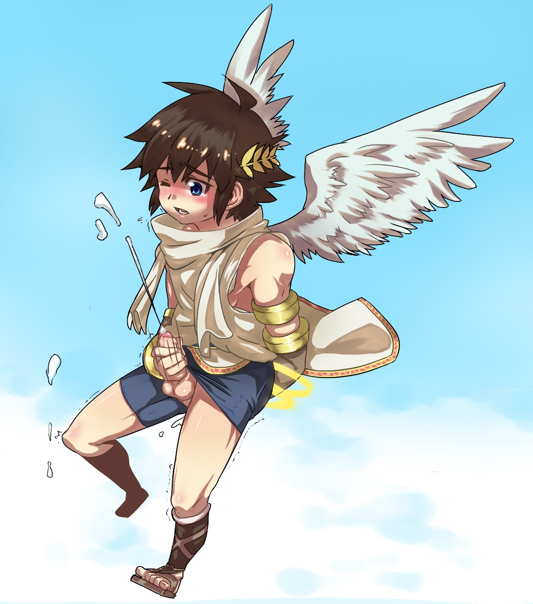 1boy balls foreskin kid_icarus lvlv male male_only nintendo partially_retracted_foreskin penis pit_(kid_icarus) retracted_foreskin rule34 tagme uncircumcised wings