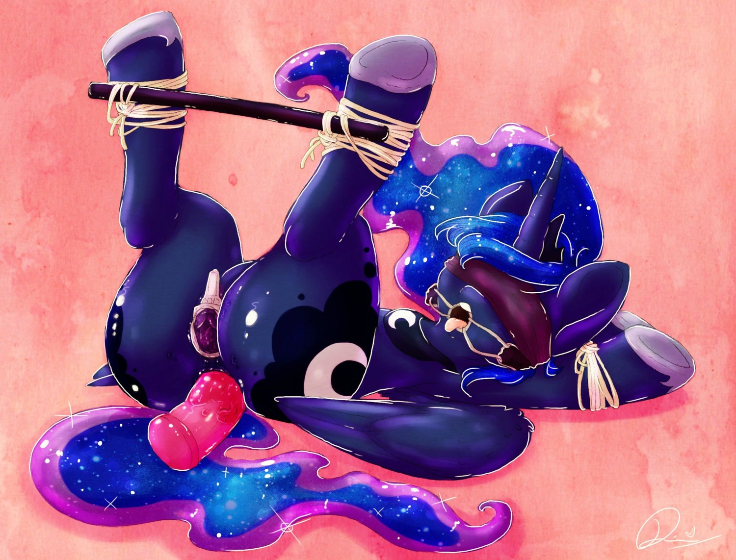 anal anal_masturbation anal_penetration blindfold blue_body blue_feathers blue_fur blue_hair bound cutie_mark dildo dimwitdog e621 equid equine feathered_wings feathers female feral friendship_is_magic fur gag genitals hair hasbro hi_res horn mammal masturbation my_little_pony mythological_creature mythological_equine mythology open_mouth_gag penetration princess_luna_(mlp) restraints ring_gag sex_toy simple_background solo speculum spread_legs spread_vulva spreader_bar spreading submissive submissive_female tongue toying_self vaginal vaginal_masturbation vulva winged_unicorn wings