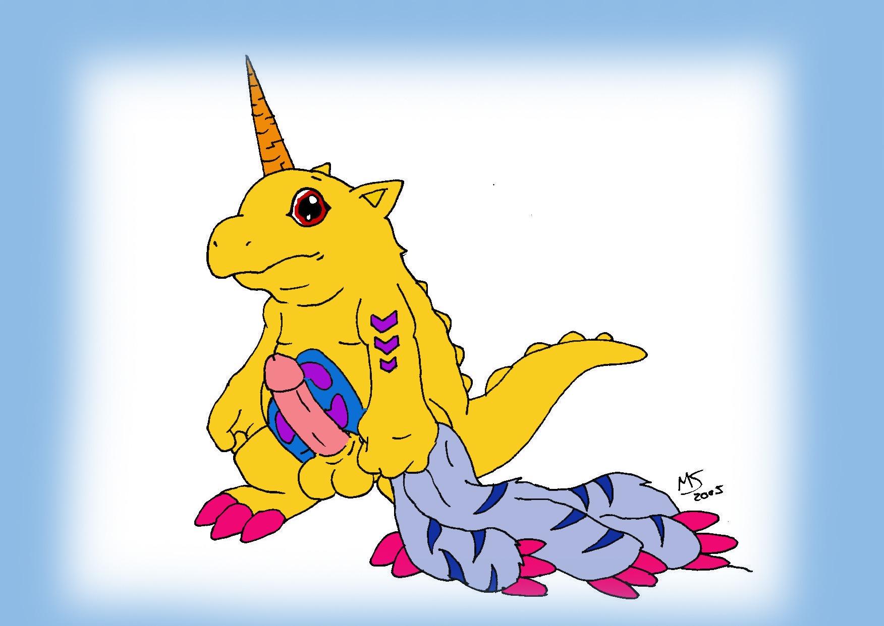color digimon gabumon male male_only rule34 solo