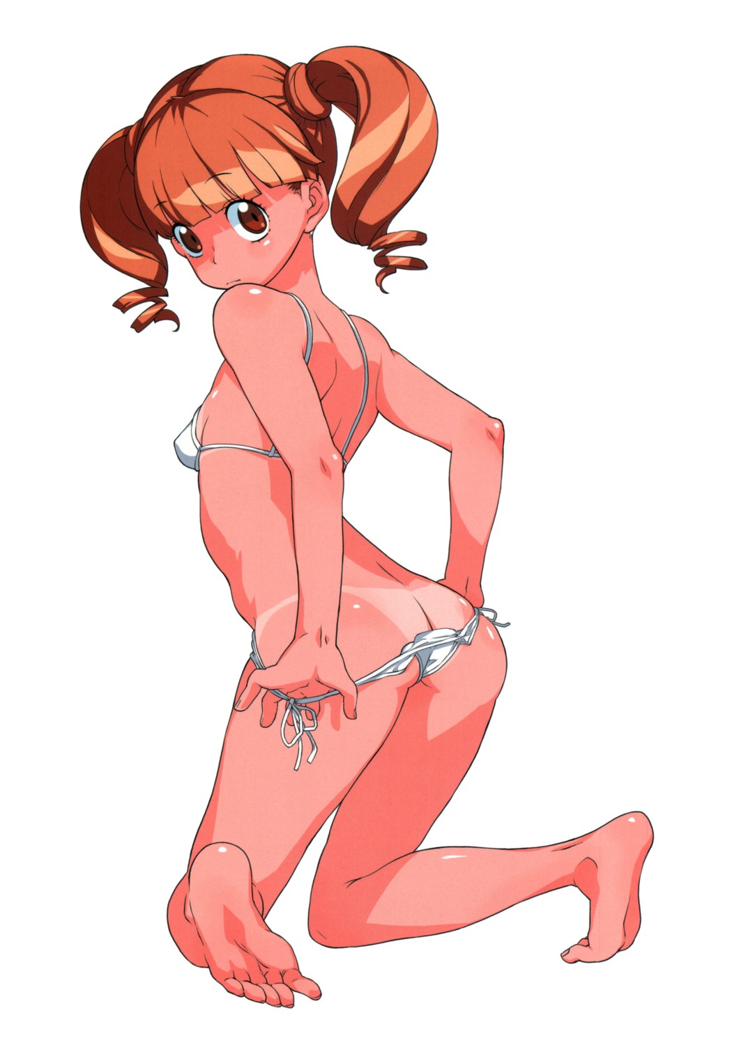 artist_request ass back bikini bikini_pull feet female highres rule34 side-tie_bikini simple_background sunburn swimsuit tan tanline