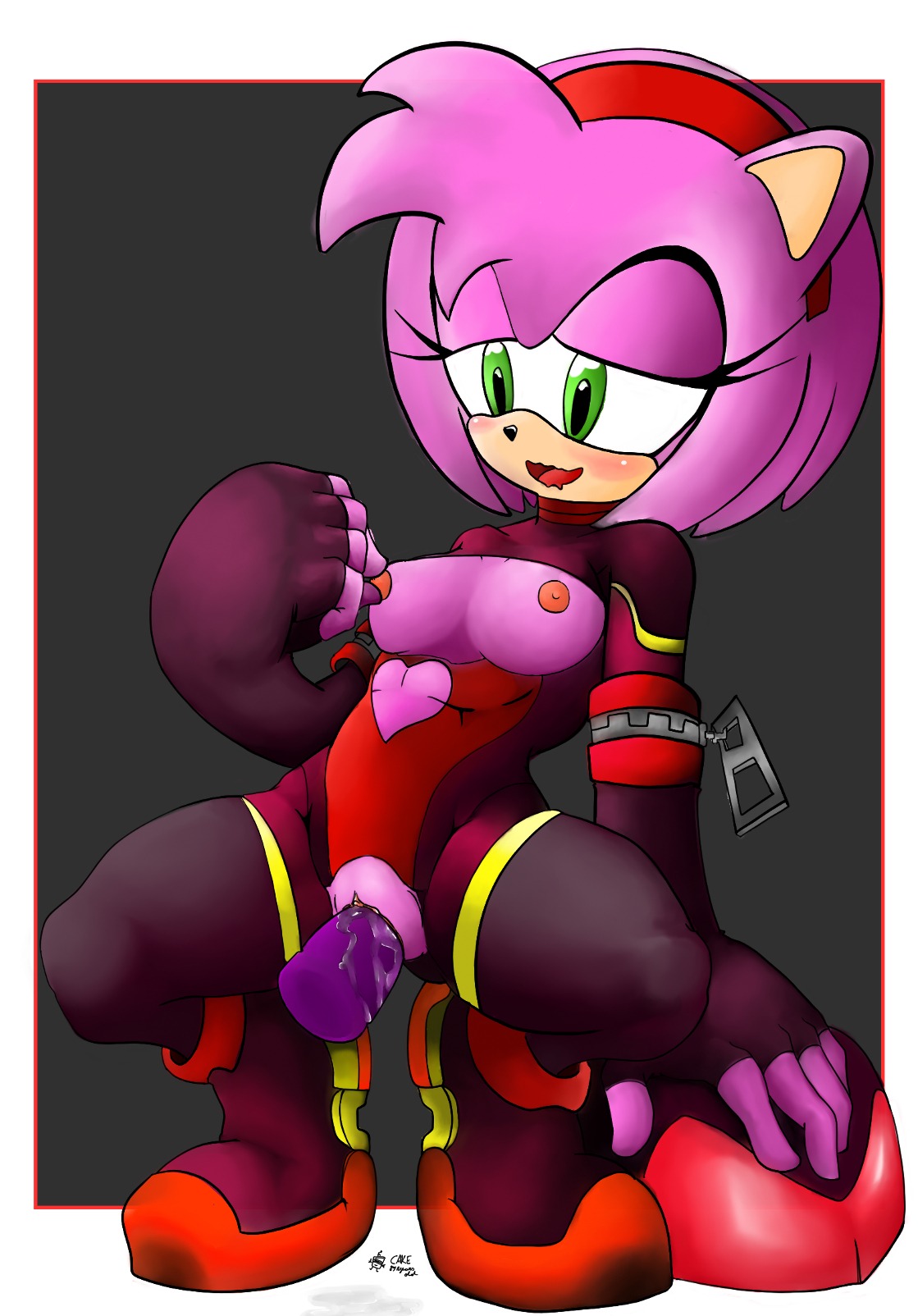 2013 amy_rose anthro blush breasts clothing dildo e621 eulipotyphlan female fur genitals green_eyes hair hedgehog hi_res mammal masturbation nipples penetration pink_body pink_fur pink_hair ricocake sega sex_toy smile solo sonic_the_hedgehog_(series) toying_self vaginal vaginal_masturbation vaginal_penetration vulva