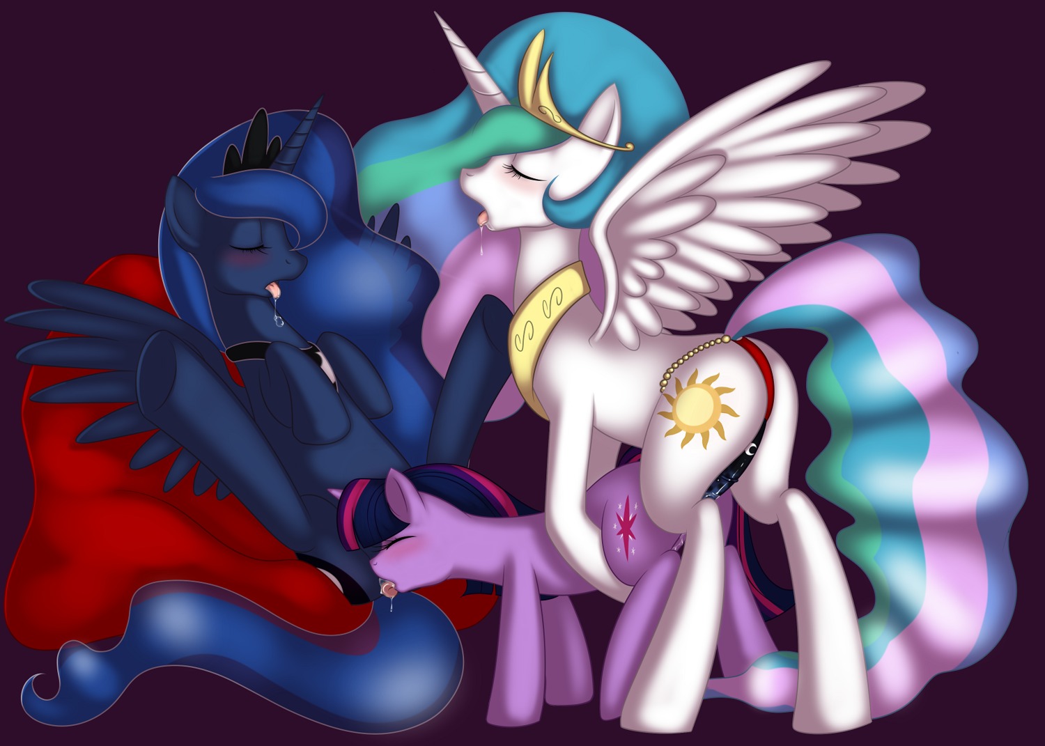 3girls ahe_gao alicorn blue_eyes blue_fur blue_hair blush cunnilingus cutie_mark dildo doggy_style drooling equine female feral feral_on_feral friendship_is_magic furry group group_sex horn horse incest insertion kloudmutt long_hair mammal multicolored_hair multiple_females multiple_girls my_little_pony nude open_mouth oral pony princess_celestia_(mlp) princess_luna_(mlp) pussy rule34 saliva sex sex_toy smooth_skin strap-on strapon threesome tongue tongue_out twilight_sparkle_(mlp) unicorn vaginal_penetration white_fur wings yuri