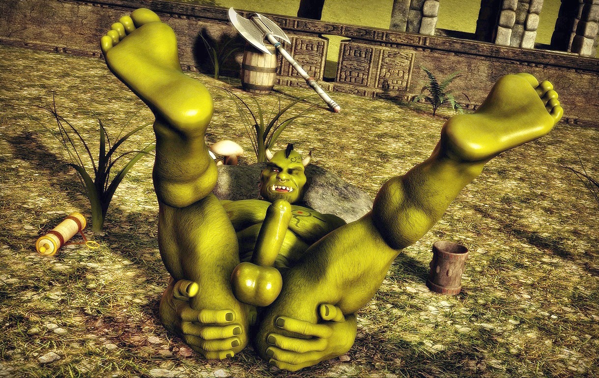 3d_(artwork) 5_fingers 5_toes anus axe backsack balls big_penis butt container cup darkviperbara digital_media_(artwork) e621 erection facial_piercing feet fingers foot_focus genitals grass green_body green_skin hair hand_on_butt hindpaw horn humanoid humanoid_genitalia humanoid_penis lying male melee_weapon muscular muscular_humanoid muscular_male nipples not_furry on_back orc paws pecs penis piercing plant plantigrade presenting presenting_hindquarters red_eyes scroll solo spread_anus spread_butt spreading tattoo toes tusks weapon