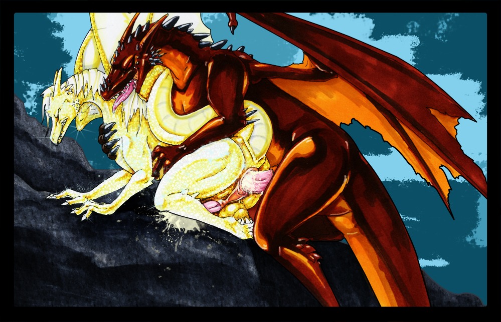 2008 all_fours anal anal_penetration big_penis bite biting_another biting_partner bodily_fluids claws cum cum_while_penetrated doggystyle dragon drink_(artist) duo e621 ejaculation erection european_mythology eyes_closed feral feral_on_feral from_behind_position genital_fluids genitals glistening glitter hand_on_chest hands-free horn hug male male/male male_penetrated male_penetrating male_penetrating_male membrane_(anatomy) membranous_wings mythological_creature mythological_scalie mythology naughty_face neck_bite orange_body orange_scales orgasm penetration penis rape_face red_body red_scales rough_sex scales scalie scruff_bite sex size_difference size_play sonal spikes tail tongue torso_grab western_dragon wings yellow_body yellow_scales