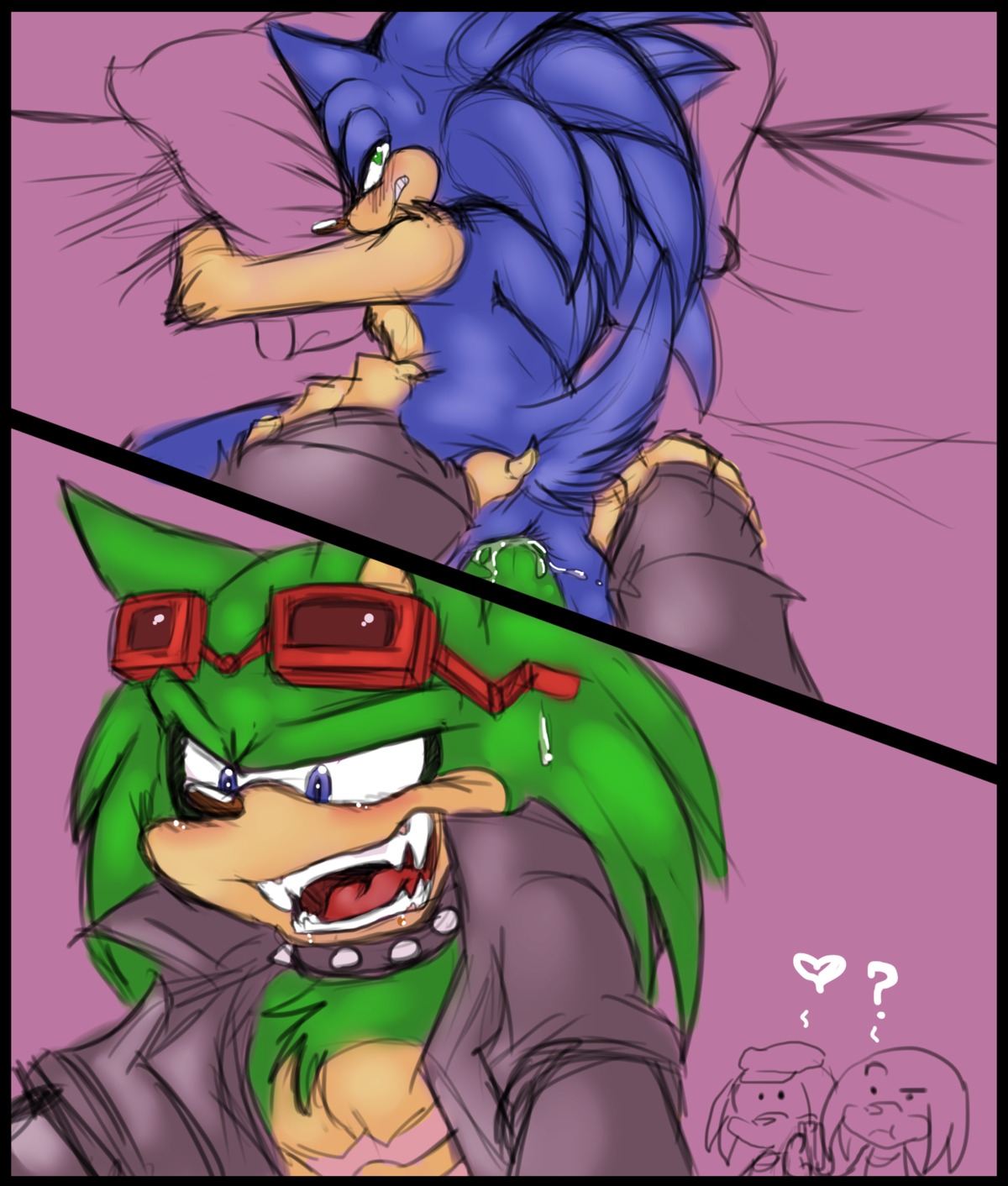 4boys ? anal anal_penetration anal_sex anthro anti_knuckles archie_comics bed blue_fur blush blushing clothing collar colored cum echidna eyewear_on_head fur furry gay green_fur hedgehog jacket kayla-na knuckles_the_echidna male male_focus male_only mammal mel_the_hybrid monotreme multiple_males nude partially_colored rule34 scars scourge_the_hedgehog sega sex sharp_claws sharp_fingernails sharp_nails sharp_teeth simple_background sonic_(series) sonic_the_hedgehog sonic_the_hedgehog_(archie) sonic_the_hedgehog_(comics) sonic_the_hedgehog_(series) submissive submissive_male sunglasses sweat tagme yaoi