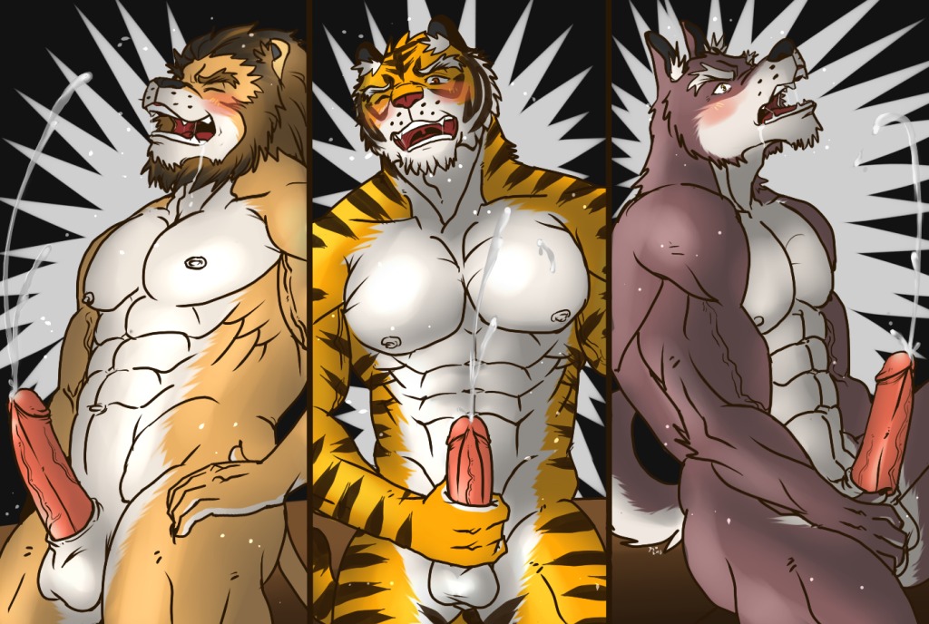 2013 abs abstract_background animal_genitalia anthro athletic ball_fondling balls biceps big_muscles big_penis black_body black_fur black_nose blush bodily_fluids brown_body brown_fur brown_hair canid canine canis claws cum cum_on_chest cum_on_penis cum_string cumshot drooling e621 ejaculation erection eyes_closed fangs felid fondling fur genital_fluids genitals group hair hand_on_penis hands-free hentist hideo_katashi humanoid_genitalia humanoid_penis leaking lion male mammal markings masturbation muscular muscular_male nipples nude one_eye_closed open_mouth orange_body orange_eyes orange_fur orgasm pantherine pecs penile penile_masturbation penis pink_nose pose presenting saliva saliva_string sheath shishimaru_genjurou simple_background sitting stripes tail tan_body tan_fur teeth tiger toragami_gaou vein white_body white_fur wolf yellow_eyes