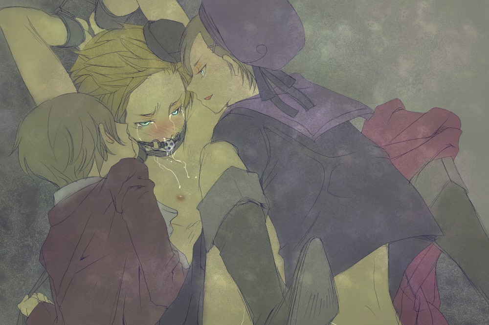 3boys ahoge anal anal_penetration axis_powers_hetalia ball_gag beret blonde_hair blue_eyes blush bondage boots bound_wrists boy_rape brother brothers crying cuffs deep_stick_position denmark_(hetalia) domination drooling emil_steilsson forced forced_yaoi gag gay group_sex hat human human_only humiliation iceland_(hetalia) kossokoso lukas_bondevik male male/male male_nipples male_on_male male_only male_rape_victim malesub missionary_position multiple_boys multiple_males necktie nipples norway_(hetalia) rape rule34 sailor_collar saliva sex siblings tears threesome two_on_one yaoi