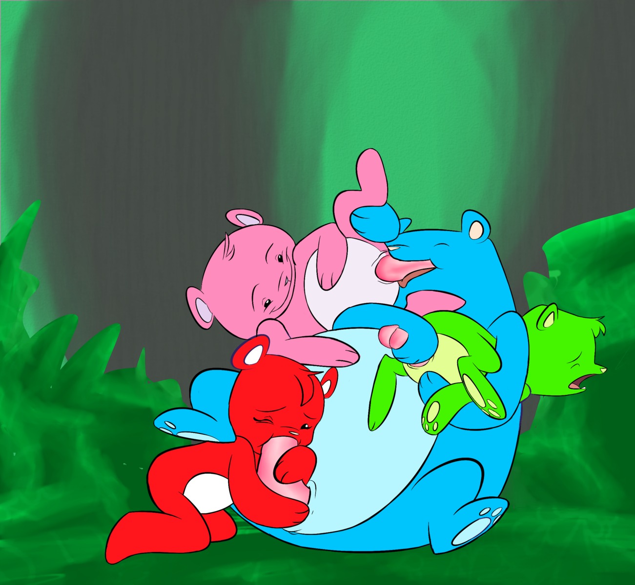 anthro big_blu e621 erection fellatio foursome genitals go_green group group_sex hi_res licking lil_red lying male oral oral_penetration penetration penile penis pinc rainblow sex shota squibbles tongue tongue_out unknown_artist young young_anthro young_male