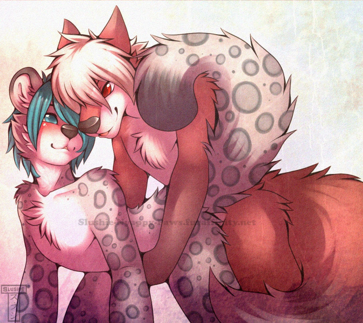 all_fours anal anal_penetration anthro anthro_on_anthro arched_back arm_tuft blue_eyes blue_hair blush brown_body brown_fur canid canine cheek_tuft chest_tuft countershade_face countershade_torso countershading distracting_watermark djijey_hellfire doggystyle duo e621 ears_back eyebrows facial_tuft felid fluffy fluffy_tail fox from_behind_position fur grey_body grey_fur grey_nose grey_spots grey_tail hair interspecies leopard leopard_spots looking_aside looking_at_another looking_at_partner male male/male male_penetrated male_penetrating male_penetrating_male mammal markings multicolored_body multicolored_fur nude open_mouth open_smile orange_tail pantherine penetration pivoted_ears reaper_(djijey_hellfire) red_eyes sex short_hair shoulder_tuft side_view slushie-nyappy-paws smile snow_leopard spots spotted_body spotted_fur spotted_markings spotted_tail tail tail_markings teal_hair tongue tuft two_tone_body two_tone_fur watermark white_body white_countershading white_fur white_hair