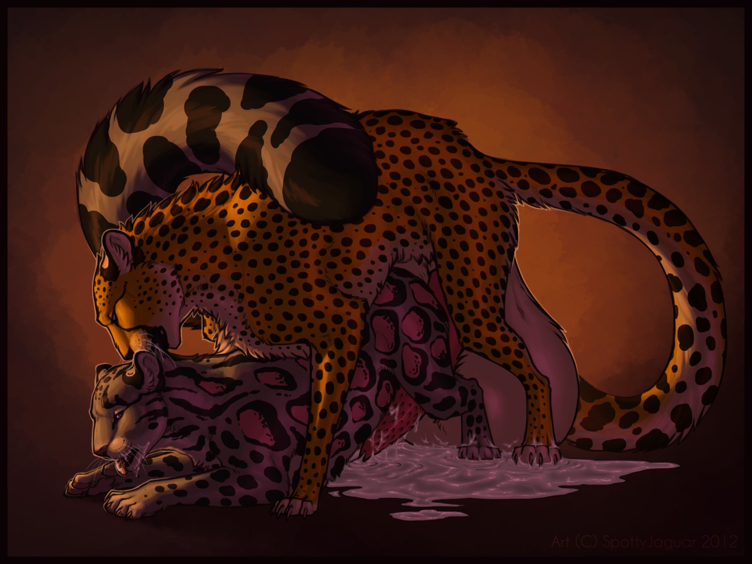 4:3 balls big_balls big_penis bite bodily_fluids cheetah claws clouded_leopard cum cum_on_tongue digitigrade duo e621 erection excessive_cum excessive_genital_fluids felid feline female female_feral feral fur genital_fluids genitals hi_res huge_balls huge_penis hyper hyper_balls hyper_genitalia hyper_penis jasiri love_bite male male/female male_feral mammal nude pantherine penile_spines penis princess_tagalong quadruped spottyjaguar tail tongue
