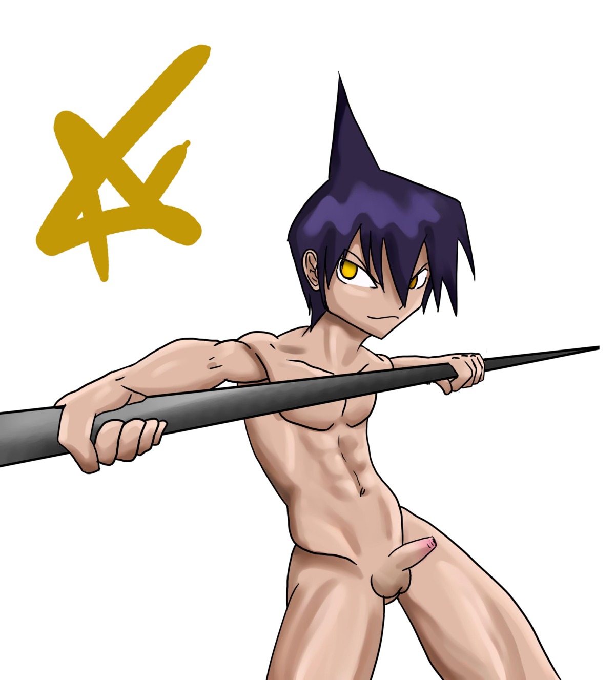 male male_only nude purple_hair ren_tao rule34 shaman_king tagme