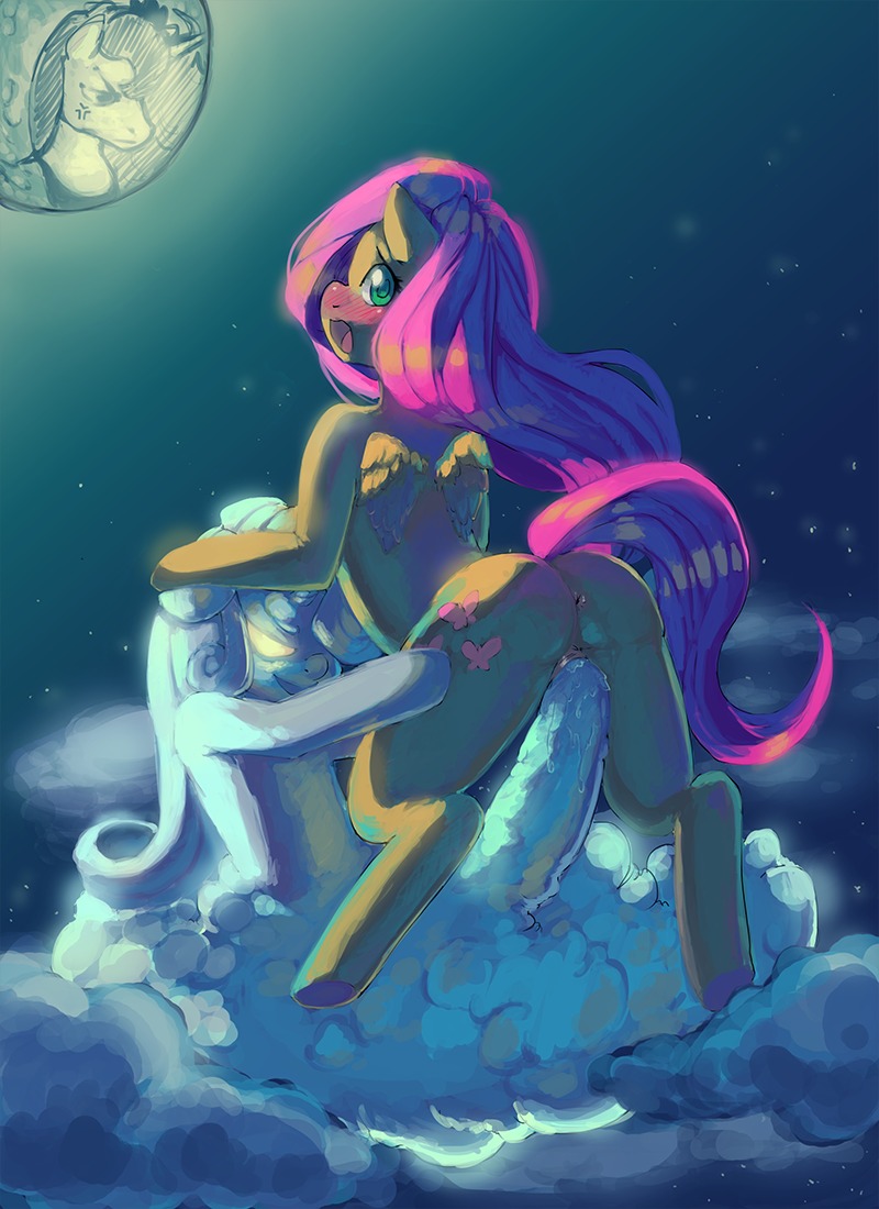 2014 anthro anus bodily_fluids butt cutie_mark duo_focus e621 equid equine erection feathered_wings feathers female fluttershy_(mlp) friendship_is_magic fur genital_fluids genitals group gynomorph gynomorph/female hae-hyun hair hasbro horn intersex intersex/female long_hair mammal my_little_pony mythological_creature mythological_equine mythology nude outside pegasus penis pink_hair princess_luna_(mlp) sex vaginal_fluids vulva wings yellow_body yellow_feathers yellow_fur
