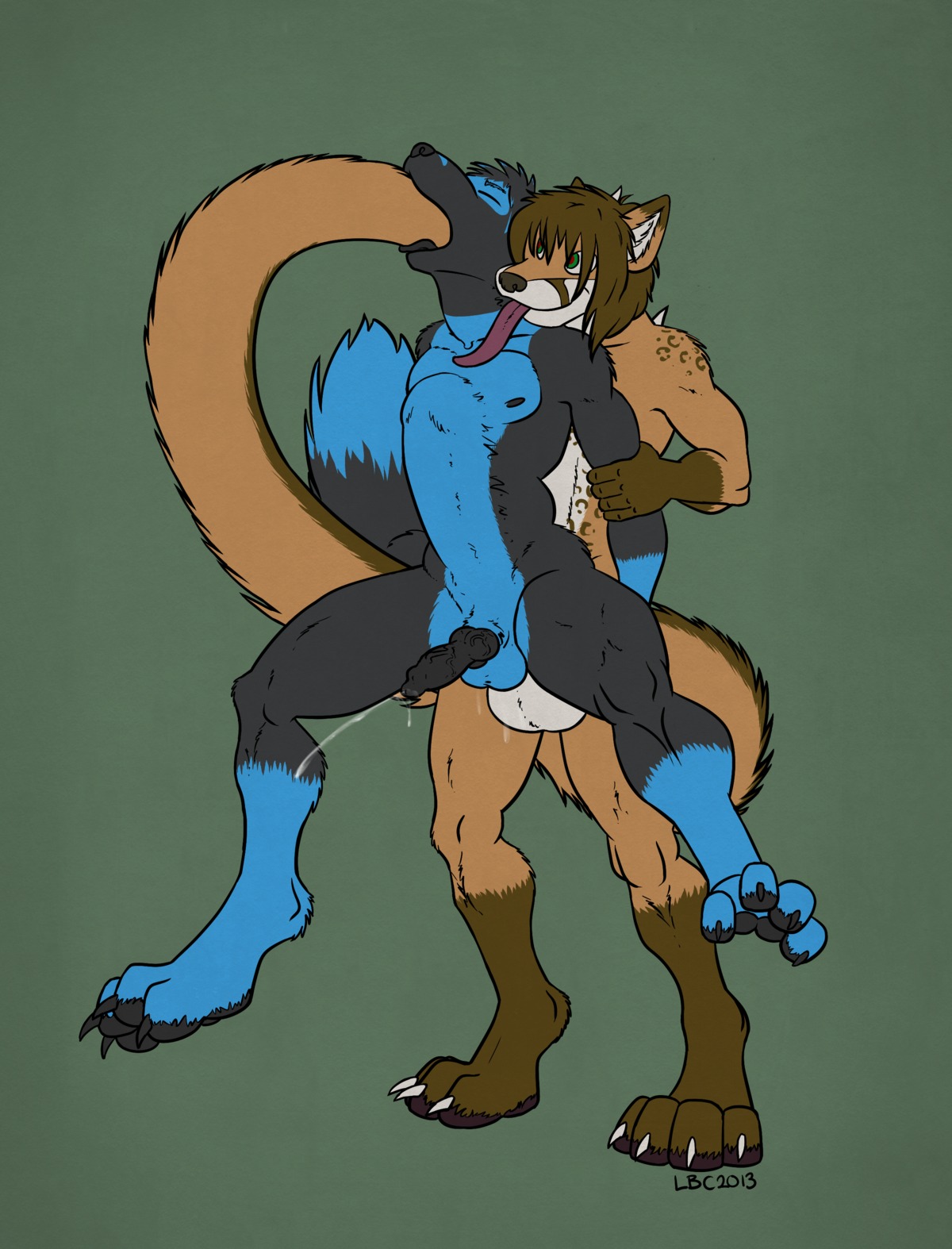 2013 abdominal_bulge absurd_res anal anal_penetration animal_genitalia animal_penis anthro anthro_on_anthro anthro_penetrated anthro_penetrating anthro_penetrating_anthro balls big_balls black_body black_fur black_penis blue_body blue_fur bodily_fluids brown_body brown_fur brown_hair canid canine canine_genitalia canine_penis claws cum cum_in_ass cum_inside cum_while_penetrated cumshot deep_penetration deep_throat digitigrade duo e621 ejaculation erection eyes_closed fellatio fox fur genital_fluids genitals hair hands-free hi_res hybrid kidsune knot long_tail long_tongue longblueclaw male male/male male_penetrated male_penetrating male_penetrating_male mammal mustelid neck_bulge nude oral oral_penetration orgasm penetration penile penis reverse_stand_and_carry_position sex standing standing_sex sucking tail tail_fetish tail_in_mouth tail_play tail_sex tail_suck toe_claws tongue tongue_out vein veiny_penis