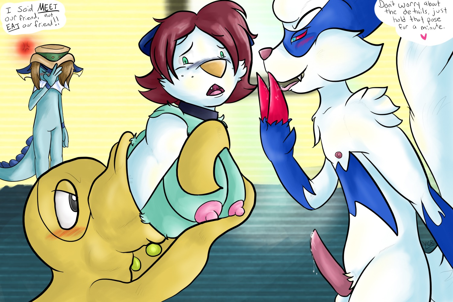 anthro big_breasts blue_eyes blush breasts chubby collar eeveelution empa facepalm fat female hair male mustelid nintendo nipples nude octillery oshawott otter penis pokemon pokemon_(species) rule34 shiny_octillery shiny_zangoose straight tail tongue topless vaporeon vore wotter ycr zangoose