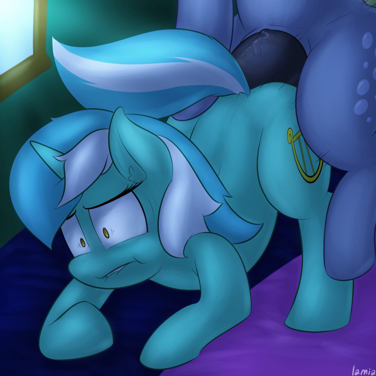 1:1 2013 all_fours anal anal_penetration ass_up bite biting_lip biting_own_lip crossgender cutie_mark derpy_hooves_(mlp) digital_media_(artwork) doggystyle duo e621 equid equine erection female female_penetrated feral friendship_is_magic from_behind_position fur genitals green_body green_fur grey_body grey_fur hair hasbro hi_res horn lamiaaaa lips lyra_heartstrings_(mlp) male male/female male_penetrating male_penetrating_female mammal multicolored_hair my_little_pony mythological_creature mythological_equine mythology nude penetration penis self_bite sex two_tone_hair unicorn yellow_eyes