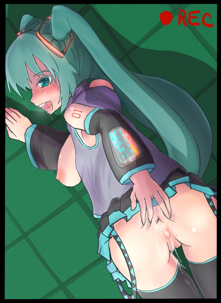 1girl 1girls 2d after_anal after_sex against_wall anus aqua_eyes aqua_hair areolae arm_tattoo artist_request ass bangs bare_shoulders black_skirt black_sleeves black_thighhighs blue_eyes blue_hair blush breasts breasts_out collared_shirt color cum cum_in_ass cum_in_breasts detached_sleeves eyebrows_visible_through_hair female female_only green_hair grey_shirt hatsune_miku light-skinned_female light_skin long_hair looking_back medium_breasts nipples no_panties number_tattoo open_mouth pleated_skirt presenting presenting_hindquarters pussy recording red_tattoo rule34 saliva shirt skirt sleeveless sleeveless_shirt sleeves solo spread_anus tattoo thighhighs tongue tongue_out twintails very_long_hair viewfinder vocaloid
