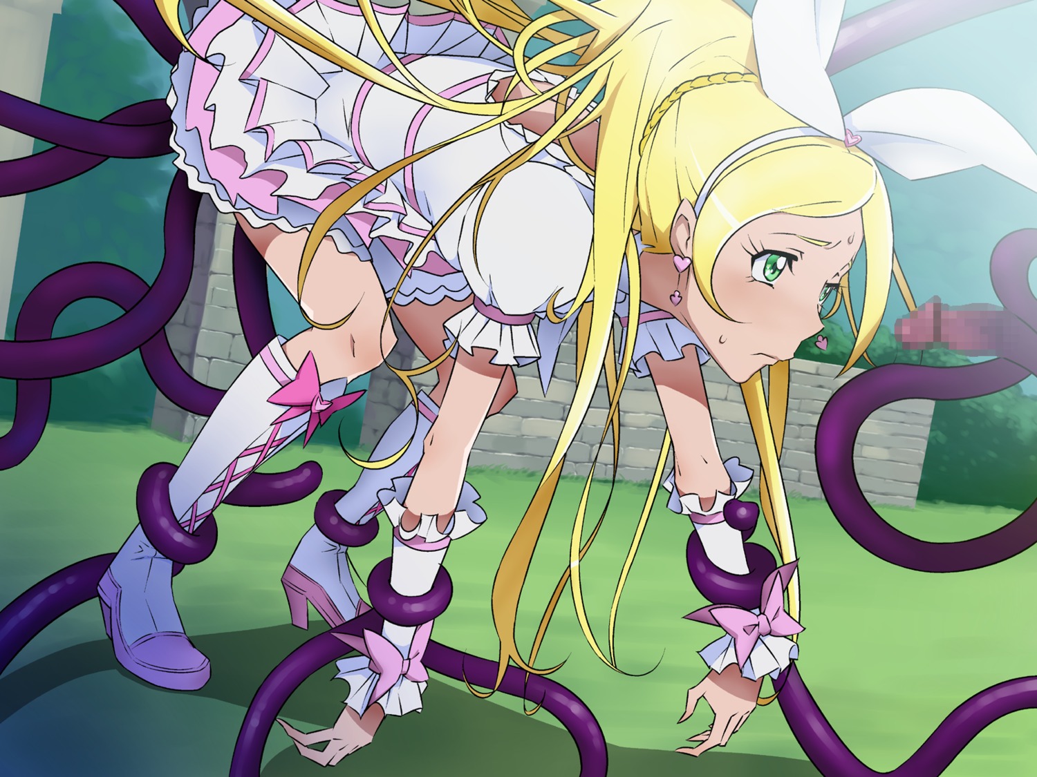 blonde_hair censored clothing cure_rhythm dress female highres ice_place magical_girl minamino_kanade precure pretty_cure rape rule34 suite_precure tentacle