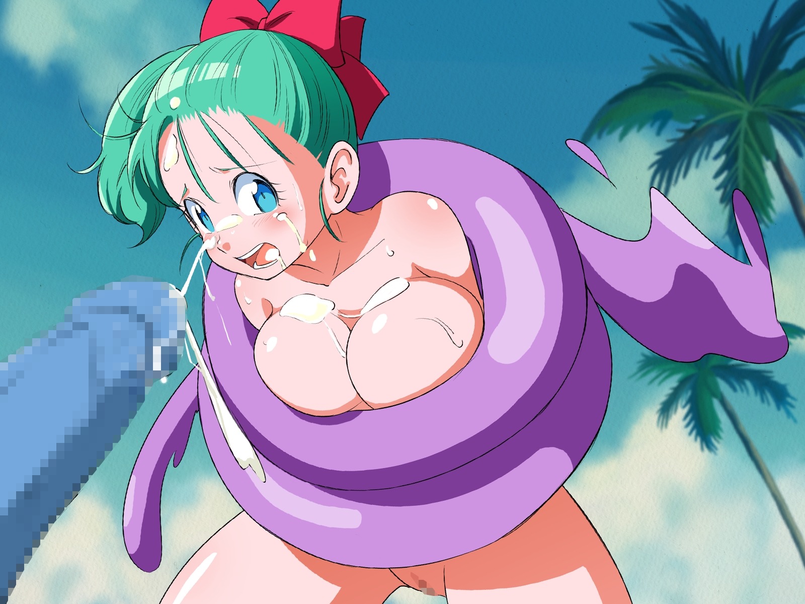bulma_briefs censored dragon_ball erodon_hearts female human male rule34 straight straight_hair tagme teenager unseen_male_face